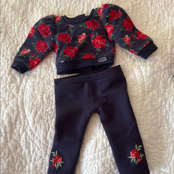 Janie and Jack Red Floral Matching Set w AMERICAN GIRL Outfit - Picture 6 of 6